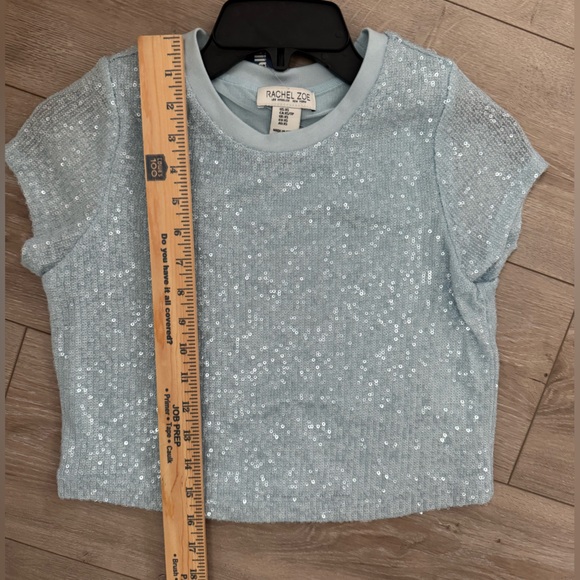 Rachel Zoe Powder Blue Sequin Crop Top - Picture 5 of 10